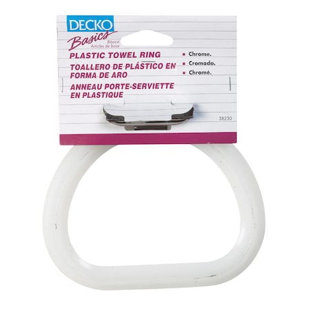 Decko DECKO Chrome Silver/White Towel Ring Plastic/Steel 38230